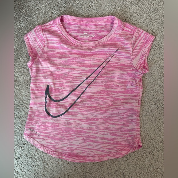 Nike Kids Striped Pink Tee - Picture 1 of 1